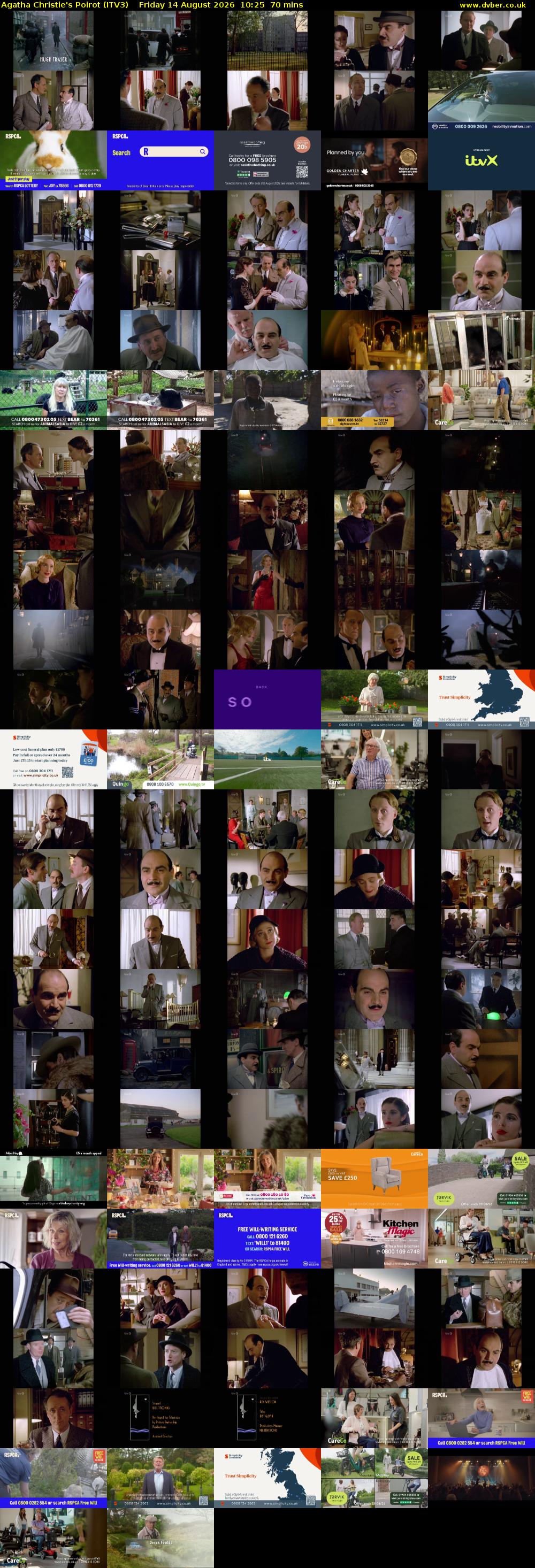 Agatha Christie's Poirot (ITV3) Friday 14 August 2026 10:25 - 11:35
