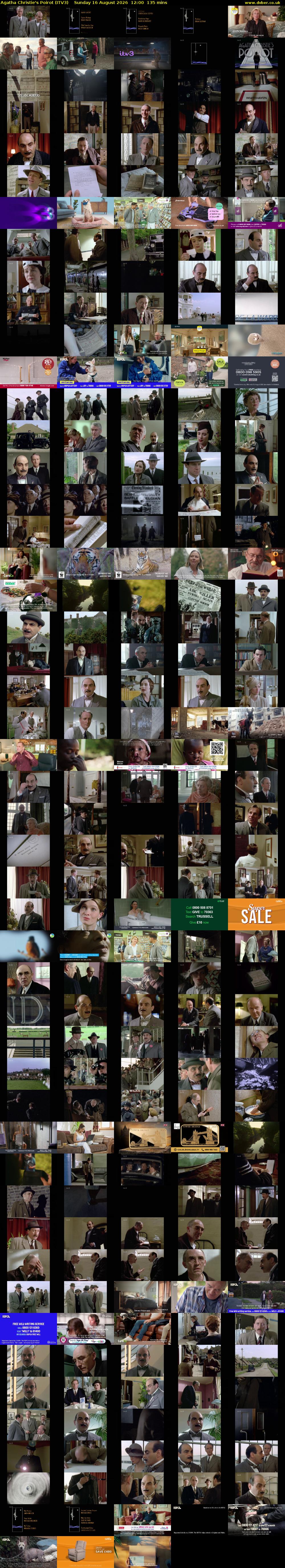 Agatha Christie's Poirot (ITV3) Sunday 16 August 2026 12:00 - 14:15