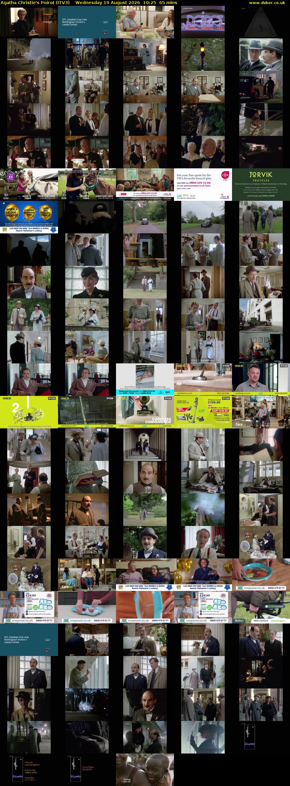 Agatha Christie's Poirot (ITV3) Wednesday 19 August 2026 10:25 - 11:30
