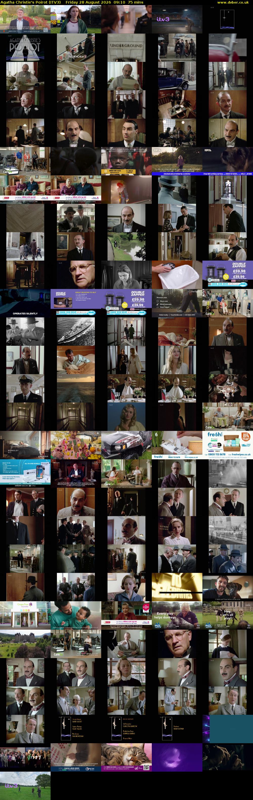Agatha Christie's Poirot (ITV3) Friday 28 August 2026 09:10 - 10:25