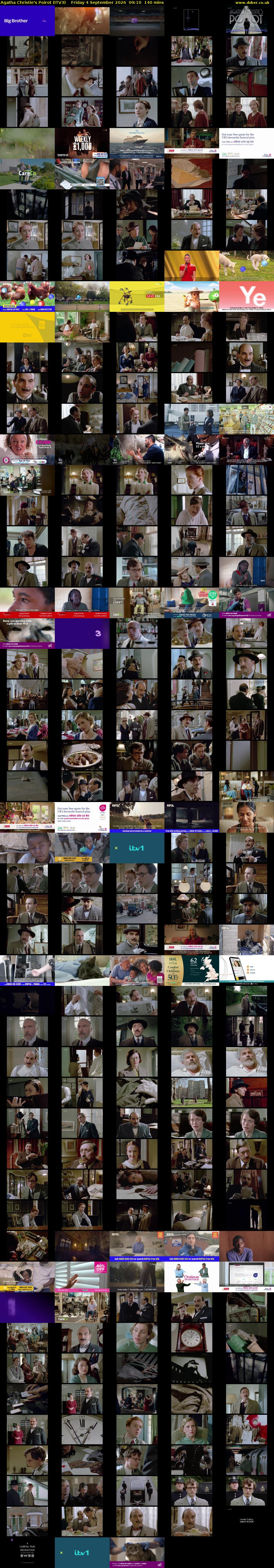 Agatha Christie's Poirot (ITV3) Friday 4 September 2026 09:10 - 11:30