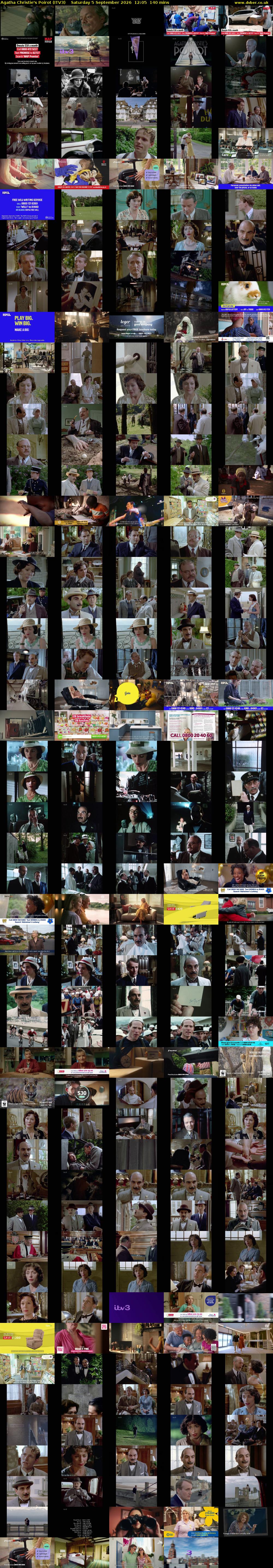 Agatha Christie's Poirot (ITV3) Saturday 5 September 2026 12:05 - 14:25
