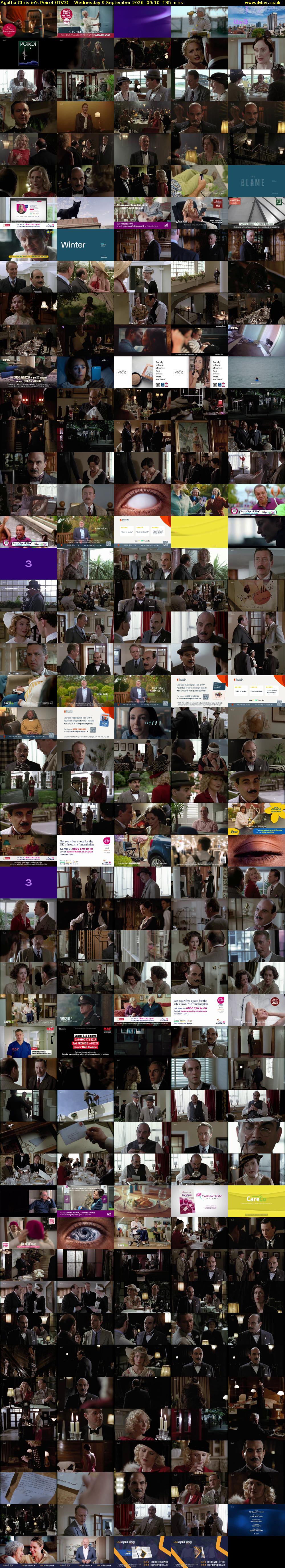 Agatha Christie's Poirot (ITV3) Wednesday 9 September 2026 09:10 - 11:25