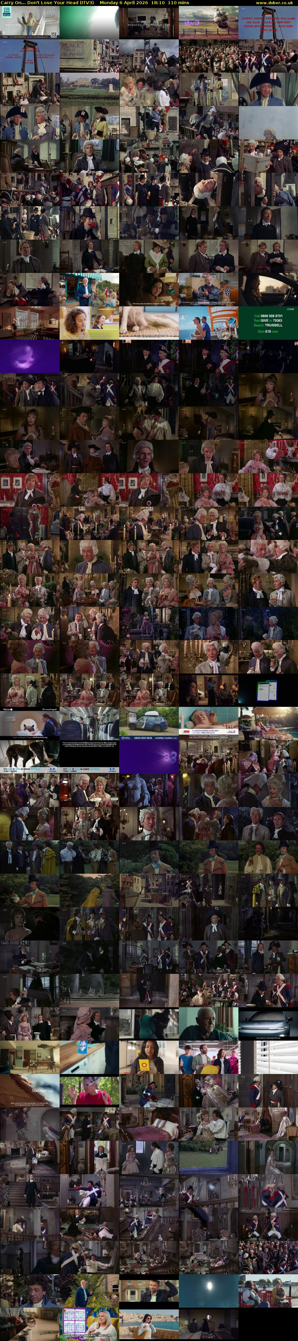 Carry On... Don't Lose Your Head (ITV3) Monday 6 April 2026 18:10 - 20:00
