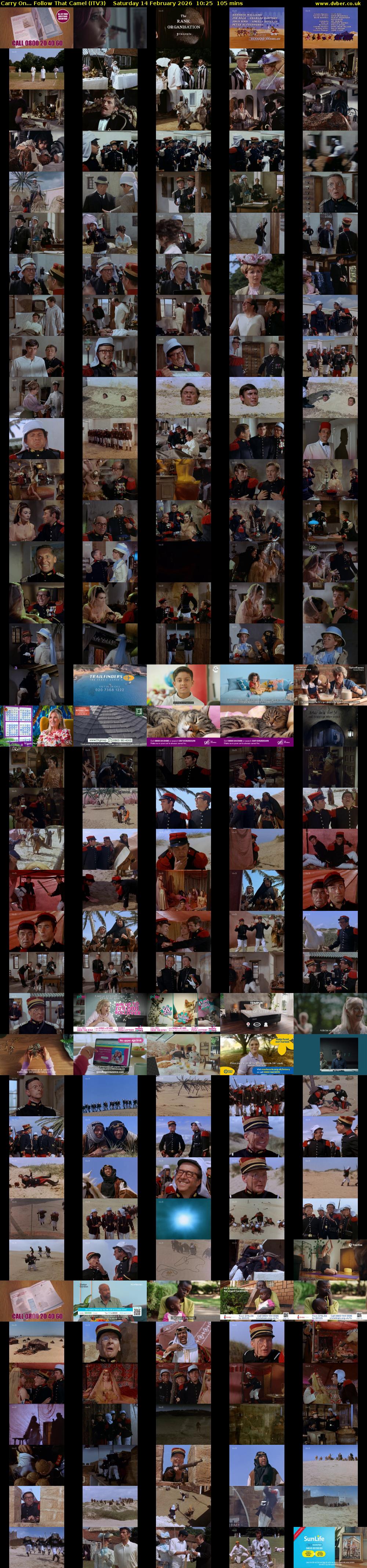 Carry On... Follow That Camel (ITV3) Saturday 14 February 2026 10:25 - 12:10