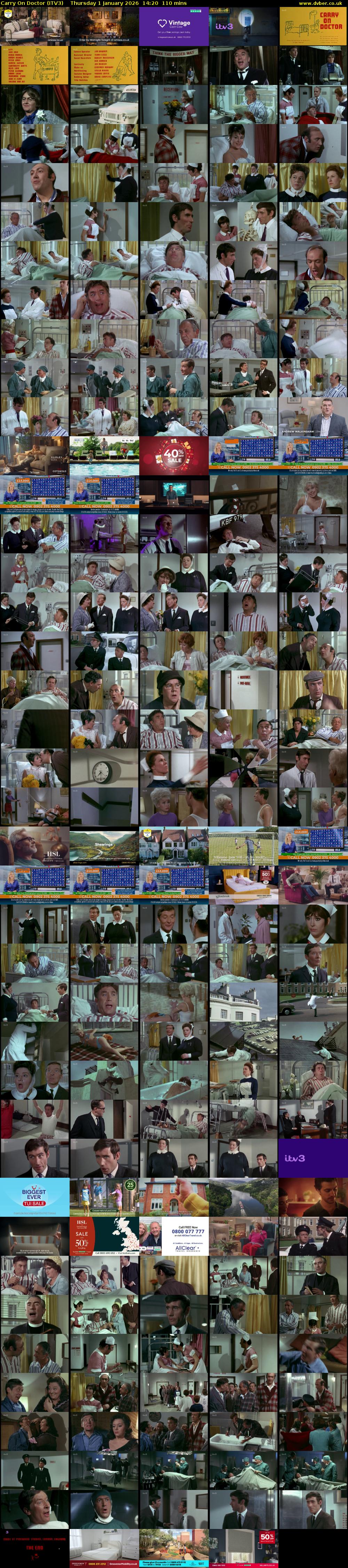 Carry On Doctor (ITV3) Thursday 1 January 2026 14:20 - 16:10