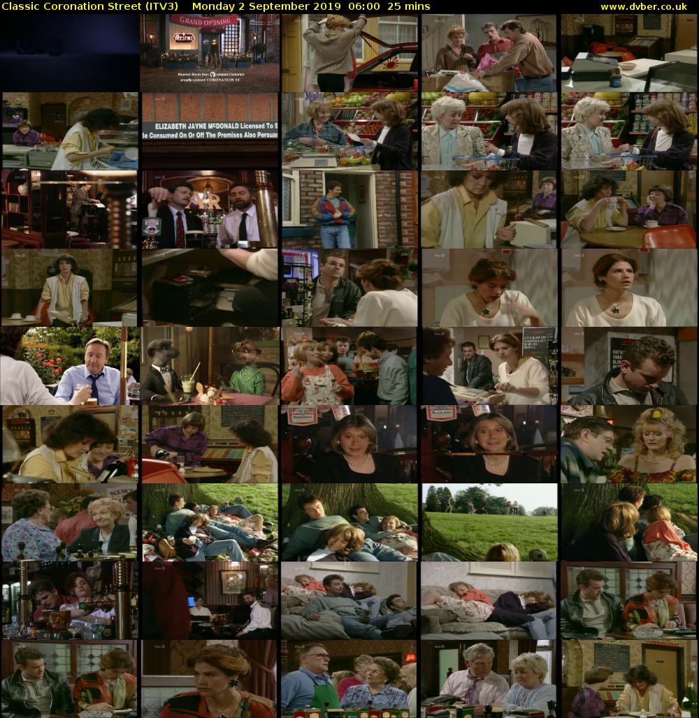 Classic Coronation Street (ITV3) Monday 2 September 2019 06:00 - 06:25