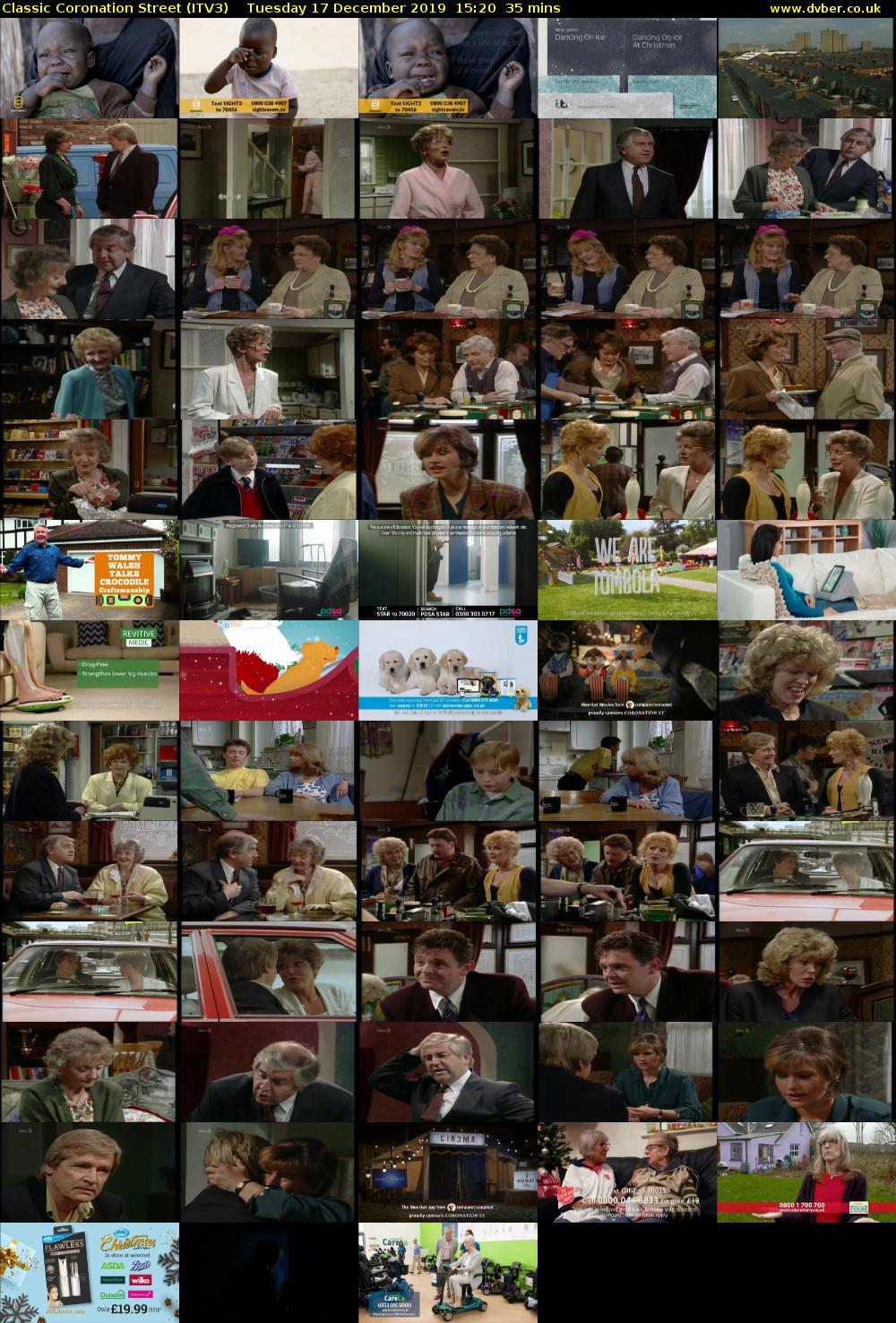 Classic Coronation Street (ITV3) Tuesday 17 December 2019 15:20 - 15:55