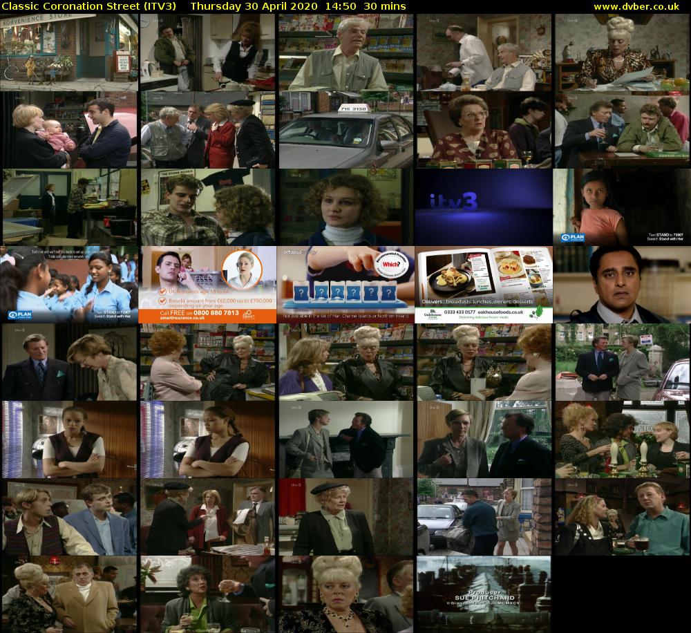Classic Coronation Street (ITV3) Thursday 30 April 2020 14:50 - 15:20
