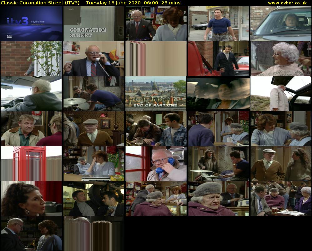 Classic Coronation Street (ITV3) Tuesday 16 June 2020 06:00 - 06:25