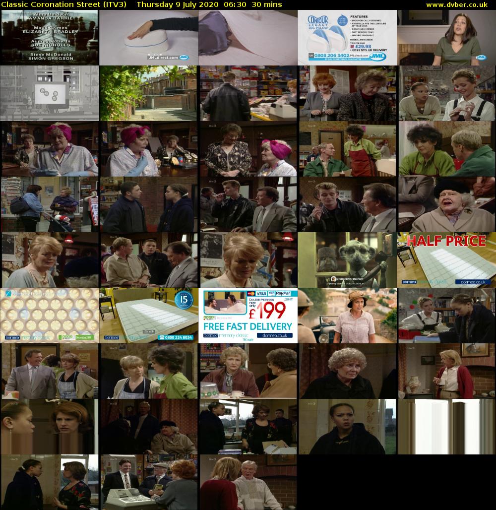 Classic Coronation Street (ITV3) Thursday 9 July 2020 06:30 - 07:00
