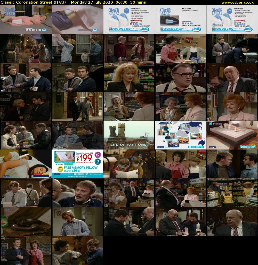 Classic Coronation Street (ITV3) Monday 27 July 2020 06:30 - 07:00