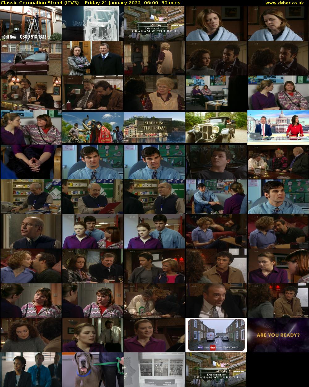 Classic Coronation Street (ITV3) Friday 21 January 2022 06:00 - 06:30