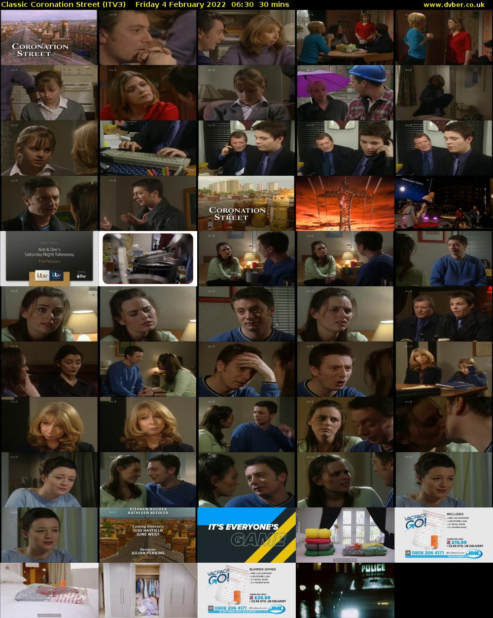 Classic Coronation Street (ITV3) Friday 4 February 2022 06:30 - 07:00