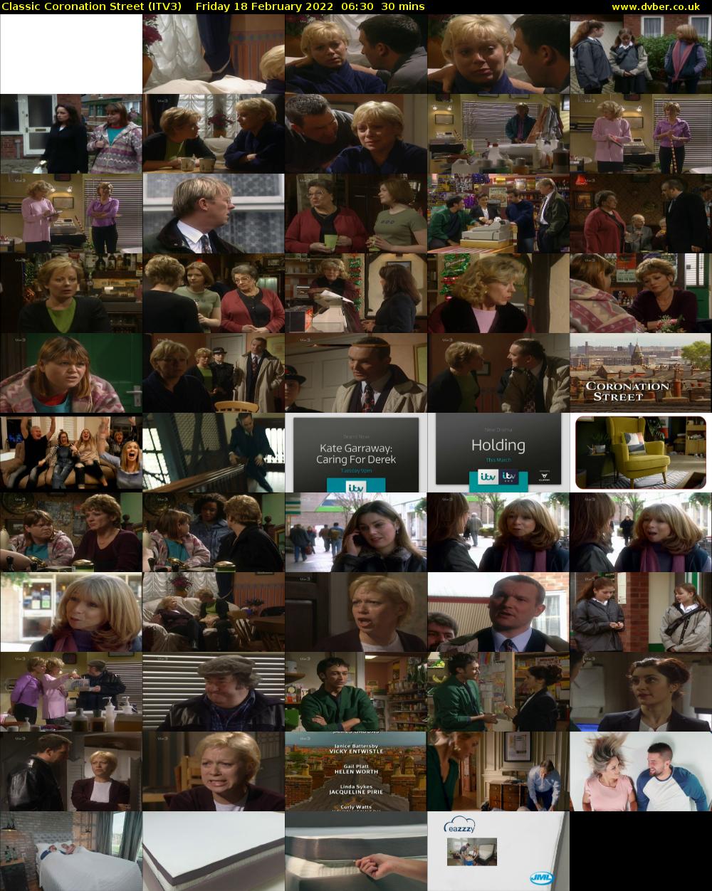 Classic Coronation Street (ITV3) Friday 18 February 2022 06:30 - 07:00