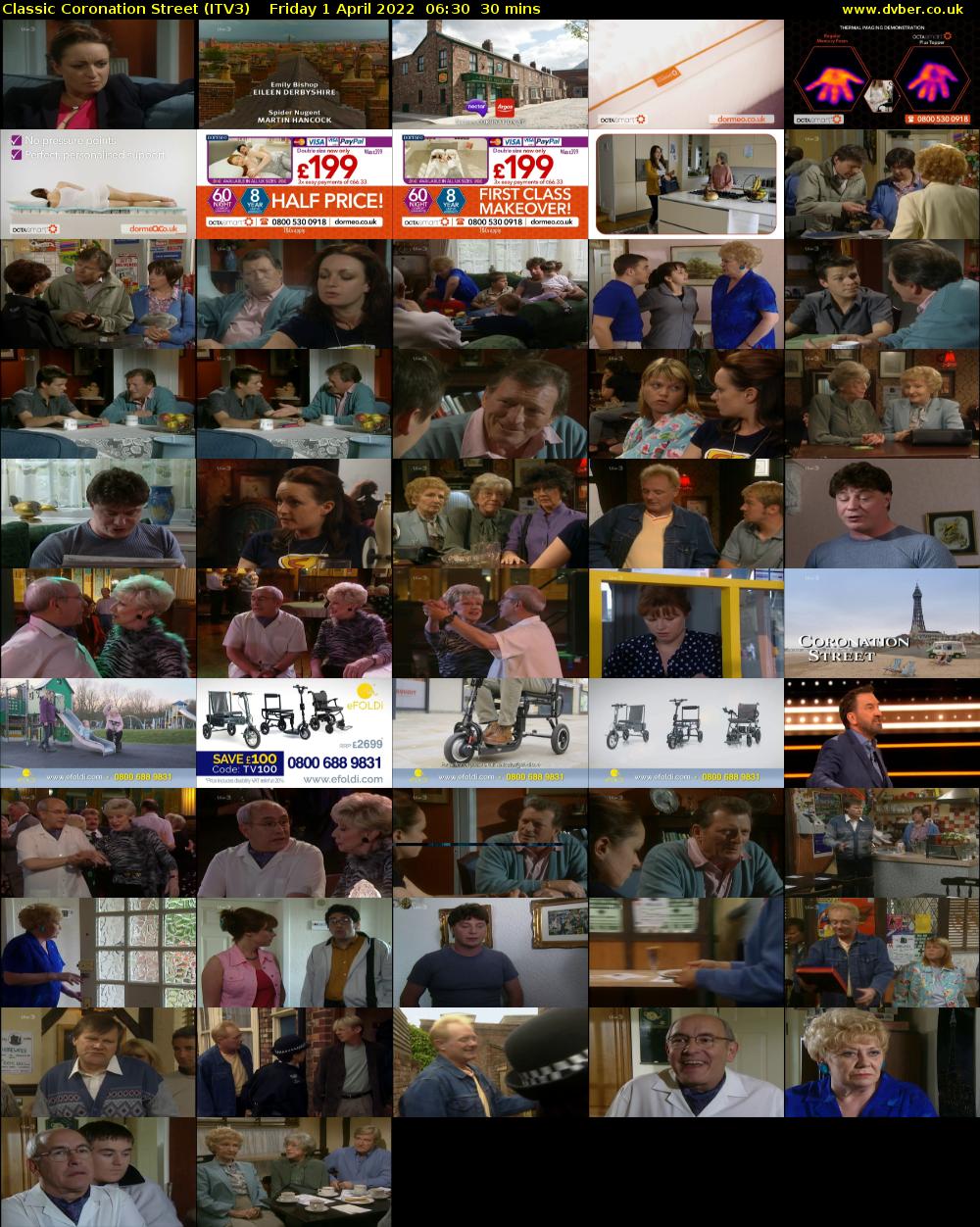Classic Coronation Street (ITV3) Friday 1 April 2022 06:30 - 07:00