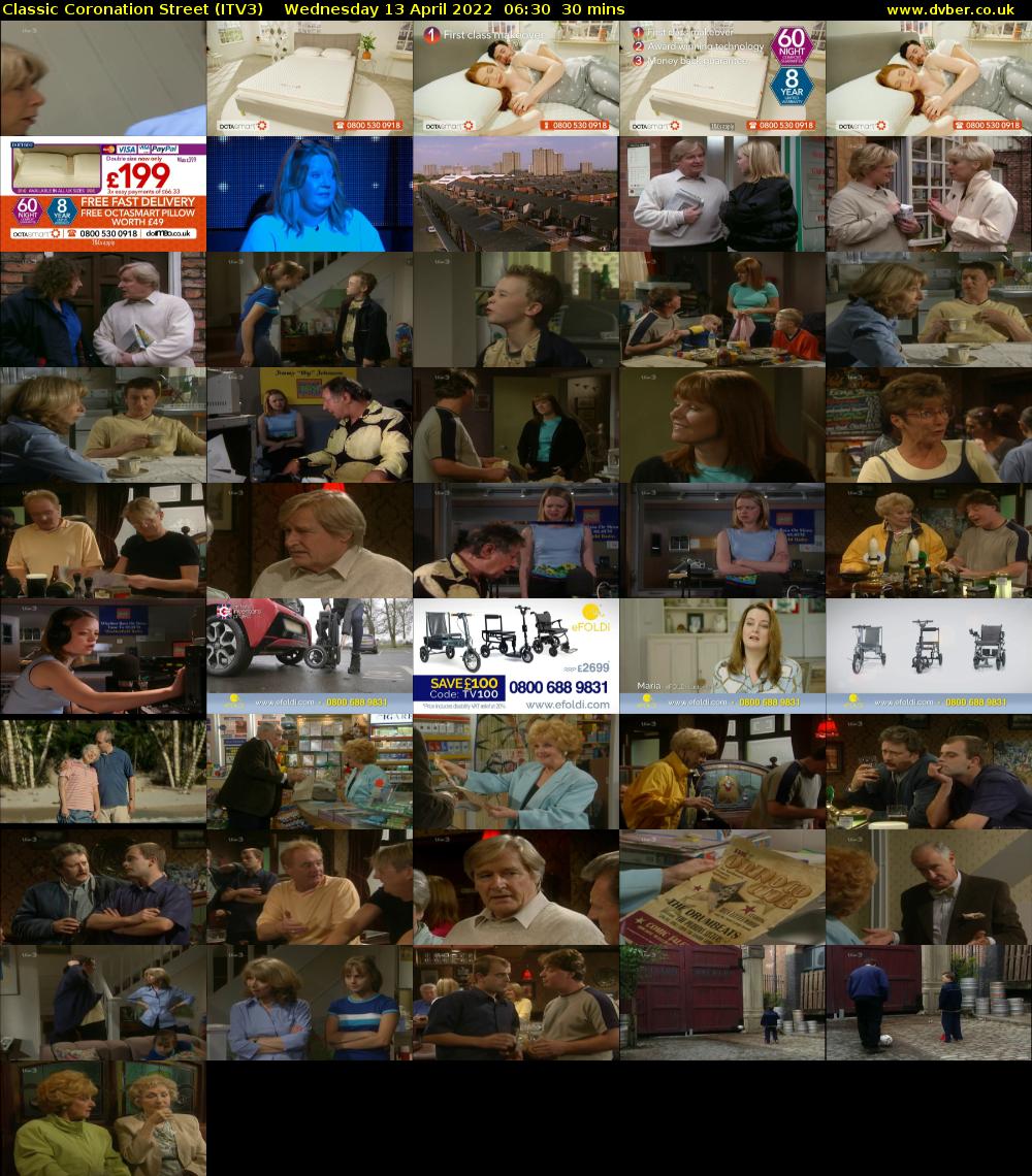 Classic Coronation Street (ITV3) Wednesday 13 April 2022 06:30 - 07:00