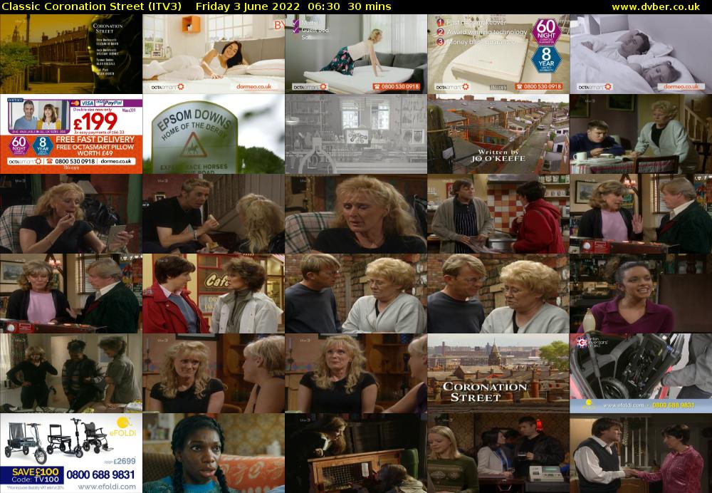 Classic Coronation Street (ITV3) Friday 3 June 2022 06:30 - 07:00
