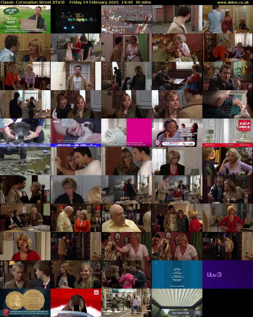 Classic Coronation Street (ITV3) Friday 14 February 2025 14:40 - 15:10