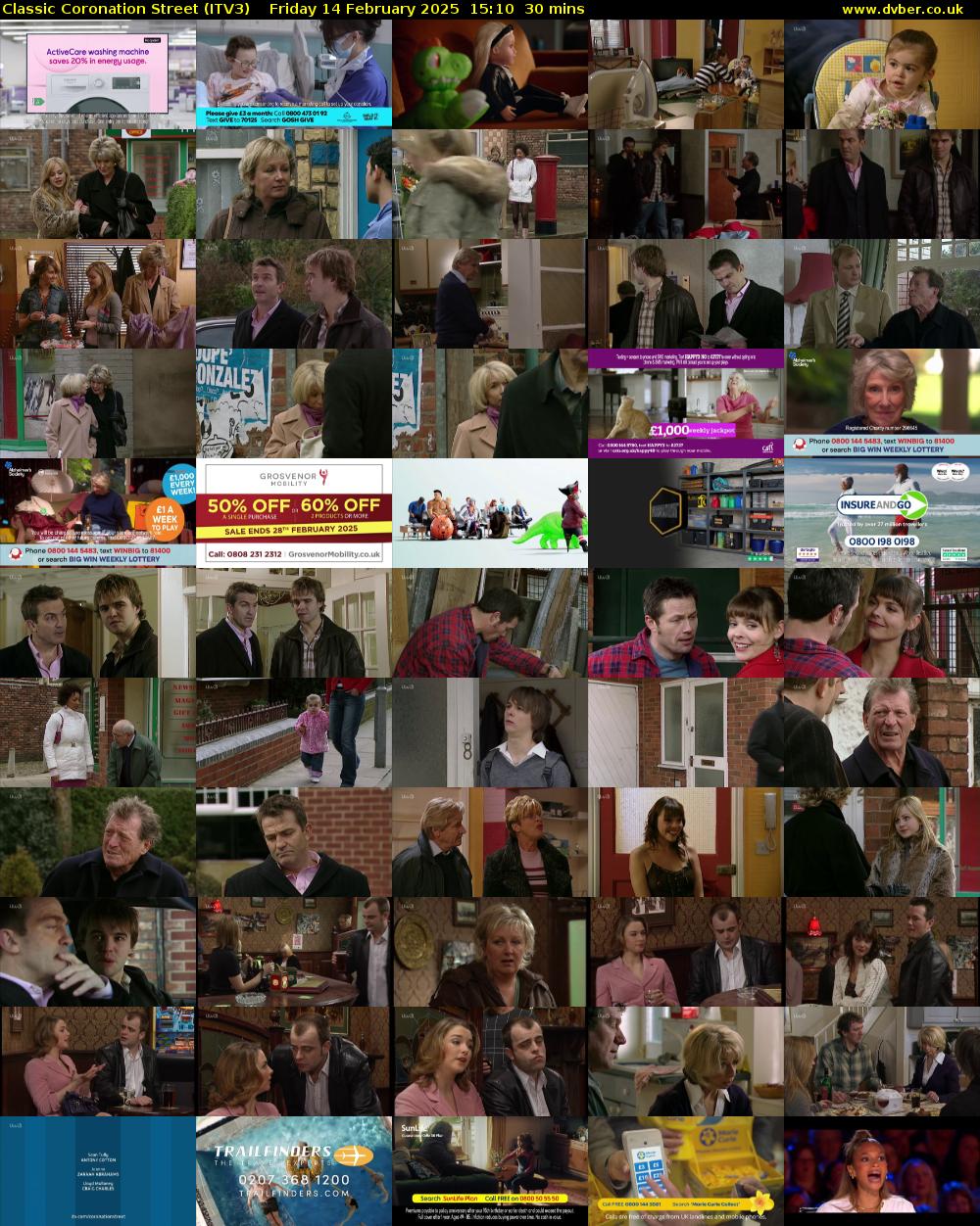 Classic Coronation Street (ITV3) Friday 14 February 2025 15:10 - 15:40