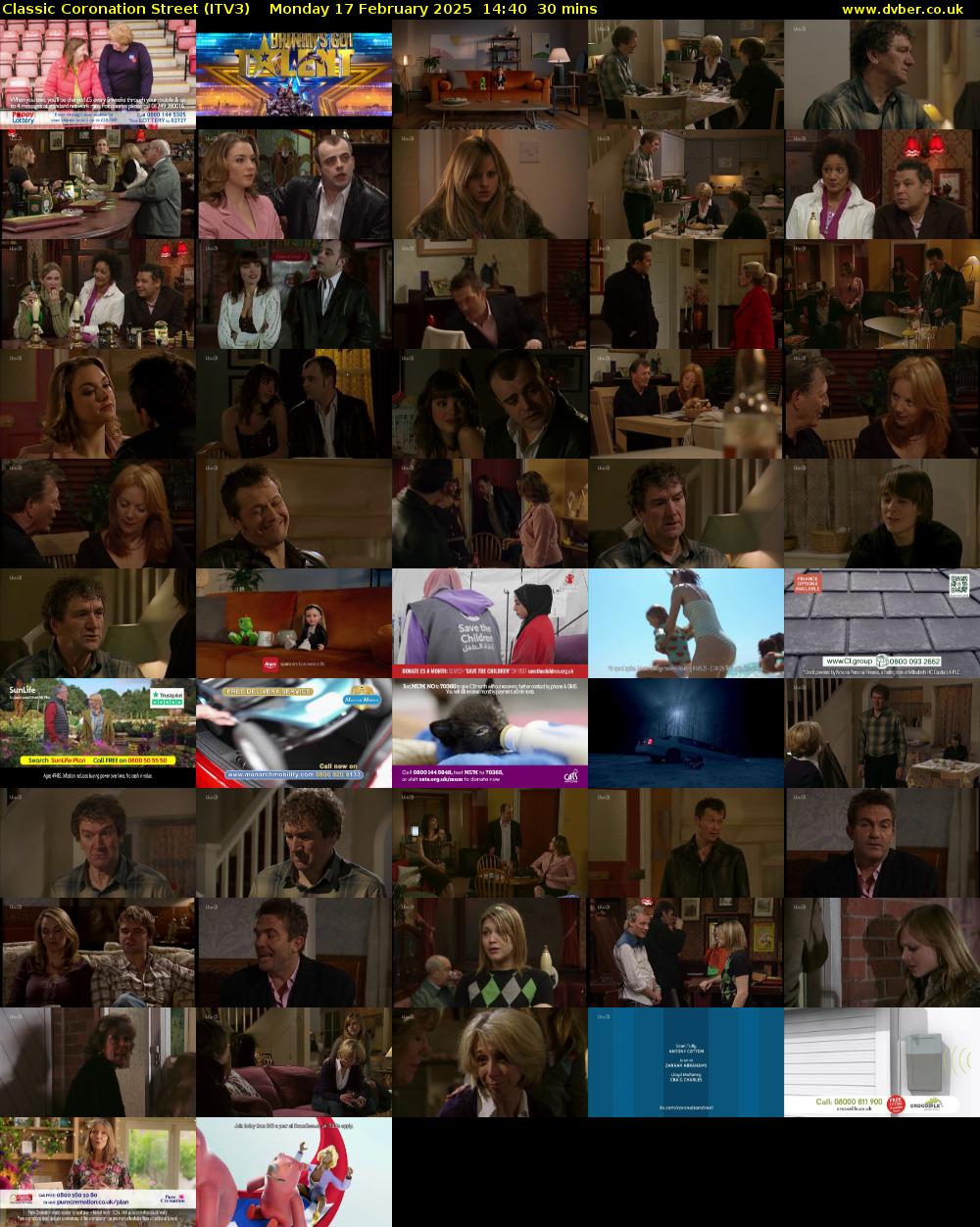 Classic Coronation Street (ITV3) Monday 17 February 2025 14:40 - 15:10