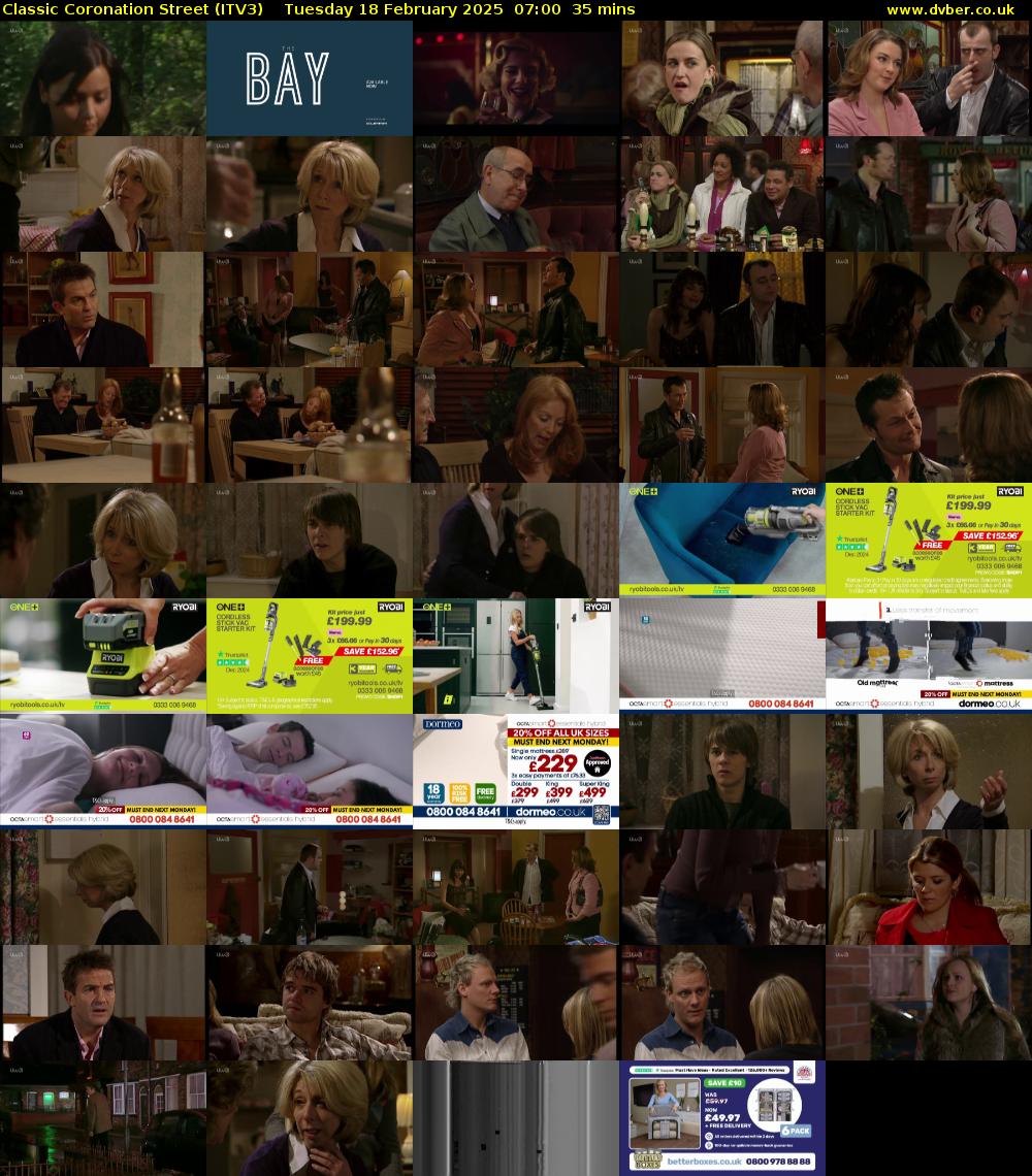 Classic Coronation Street (ITV3) Tuesday 18 February 2025 07:00 - 07:35