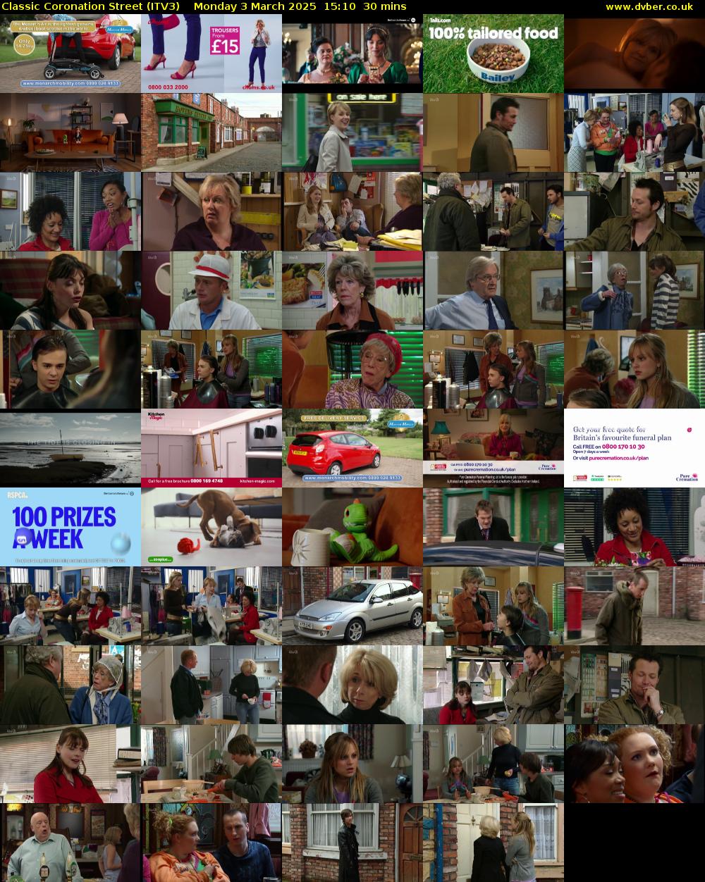 Classic Coronation Street (ITV3) Monday 3 March 2025 15:10 - 15:40