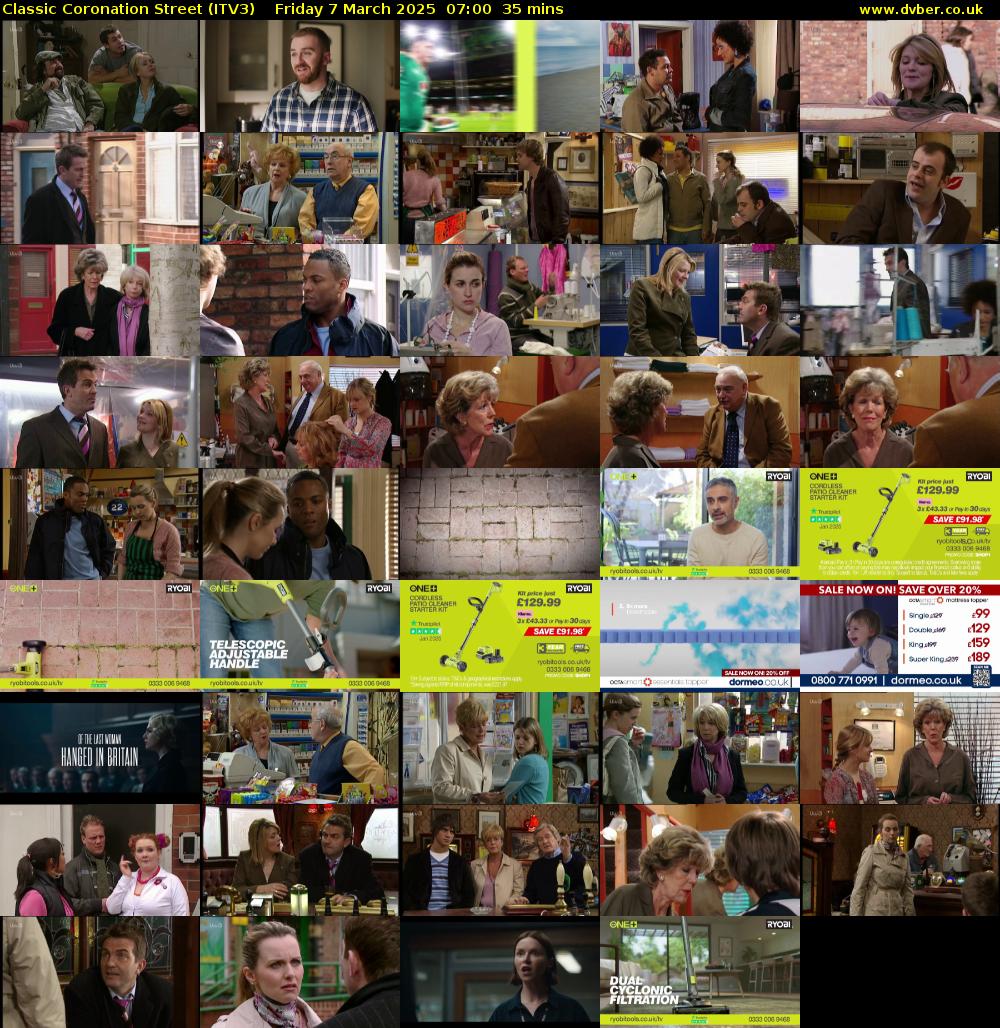 Classic Coronation Street (ITV3) Friday 7 March 2025 07:00 - 07:35