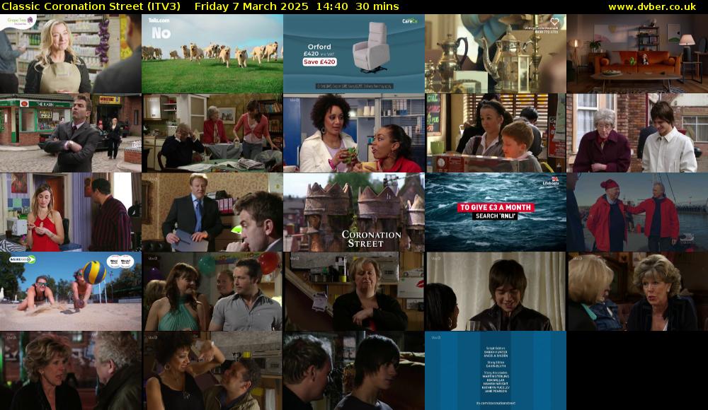 Classic Coronation Street (ITV3) Friday 7 March 2025 14:40 - 15:10