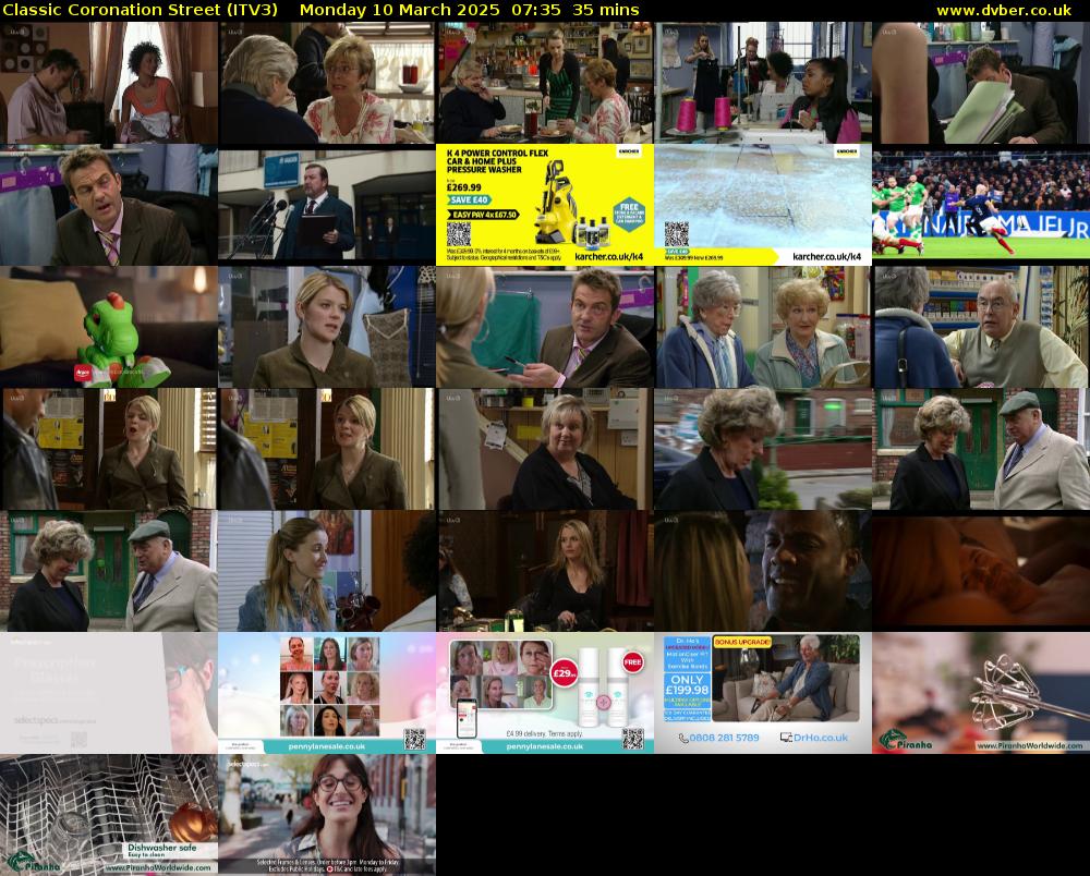 Classic Coronation Street (ITV3) Monday 10 March 2025 07:35 - 08:10