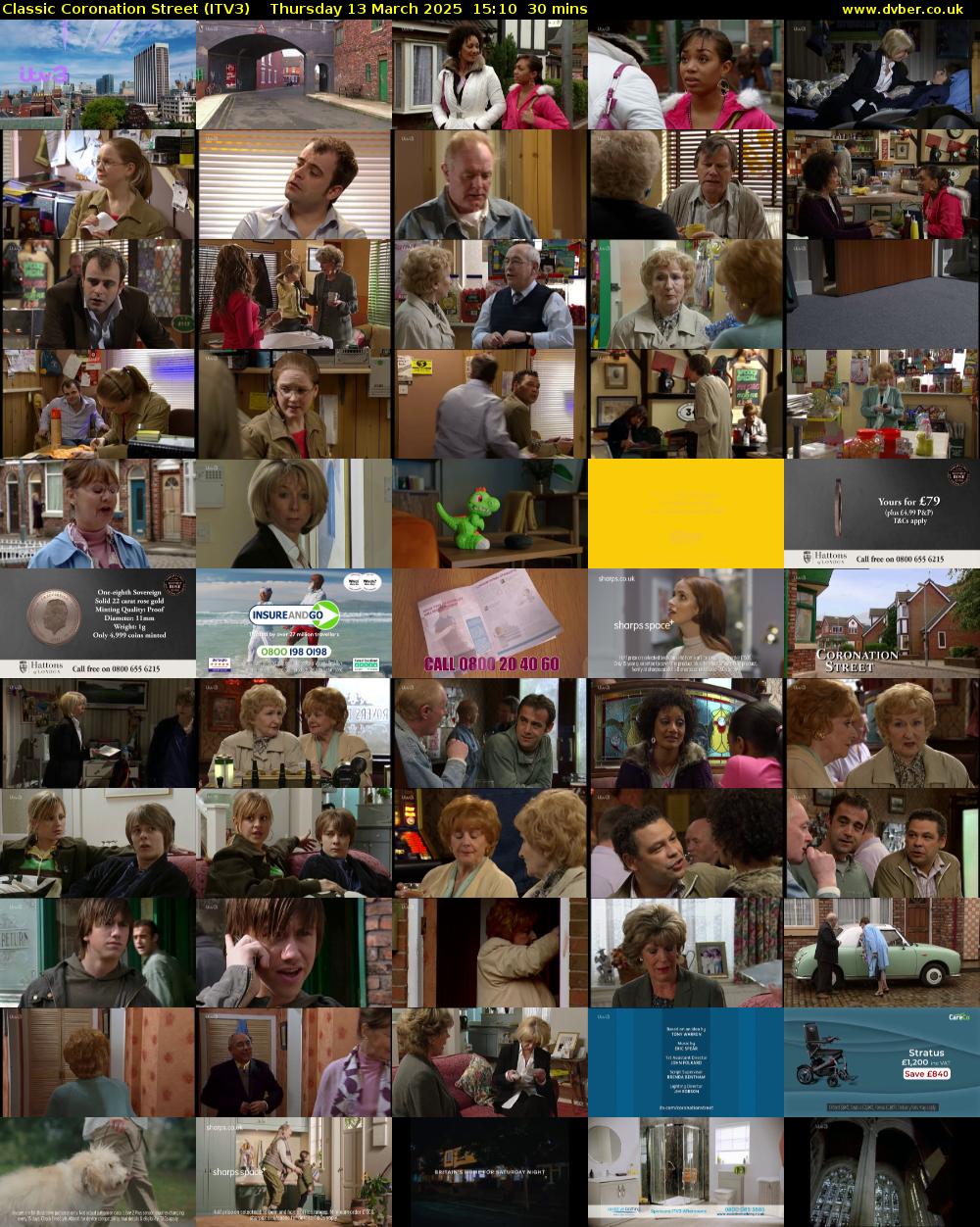 Classic Coronation Street (ITV3) Thursday 13 March 2025 15:10 - 15:40