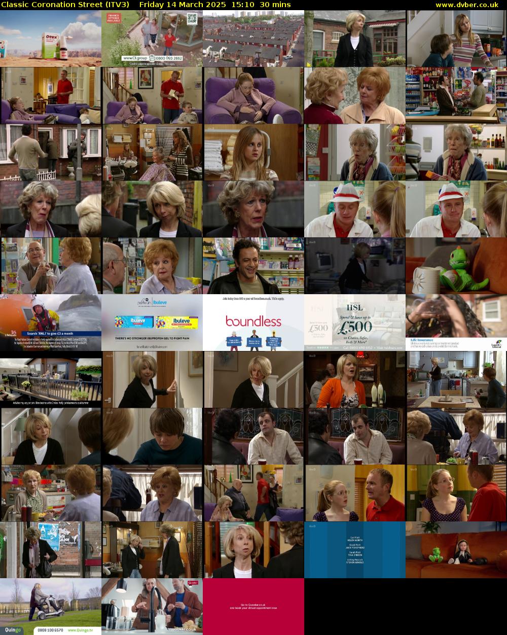 Classic Coronation Street (ITV3) Friday 14 March 2025 15:10 - 15:40