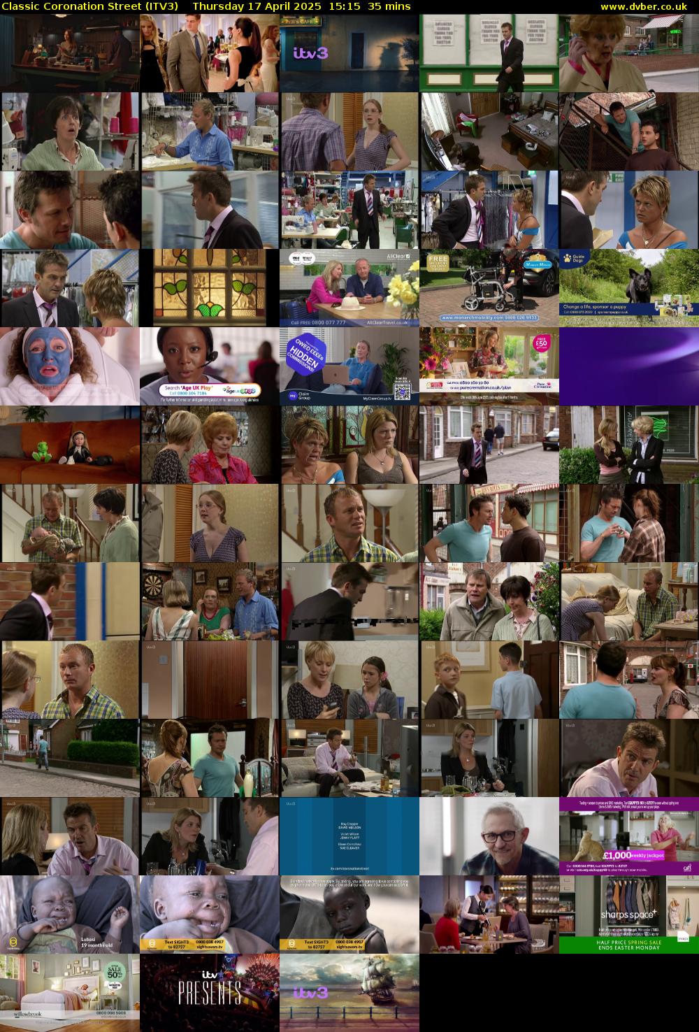Classic Coronation Street (ITV3) Thursday 17 April 2025 15:15 - 15:50