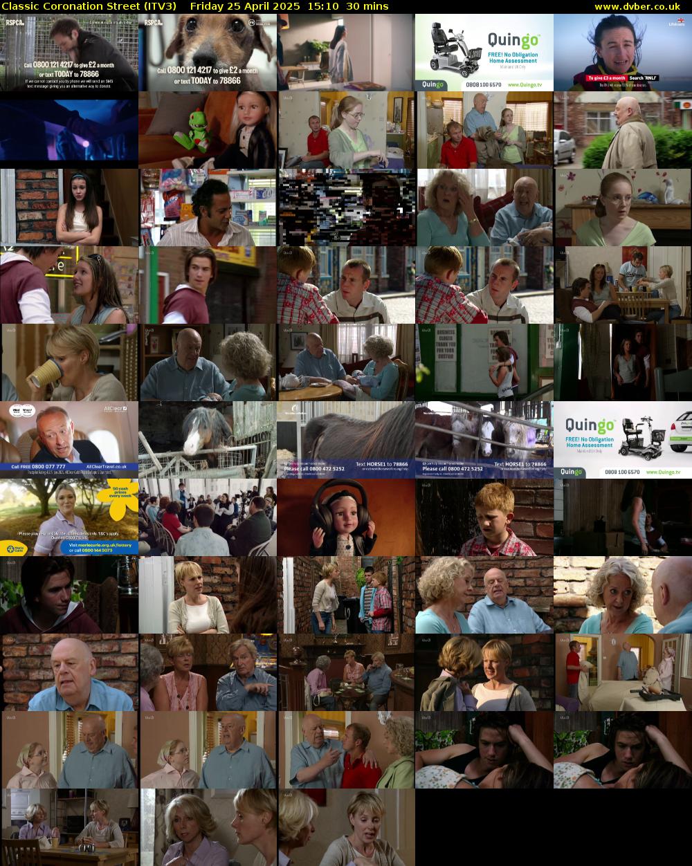 Classic Coronation Street (ITV3) Friday 25 April 2025 15:10 - 15:40