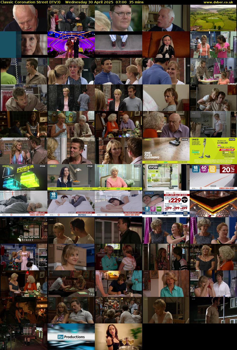 Classic Coronation Street (ITV3) Wednesday 30 April 2025 07:00 - 07:35