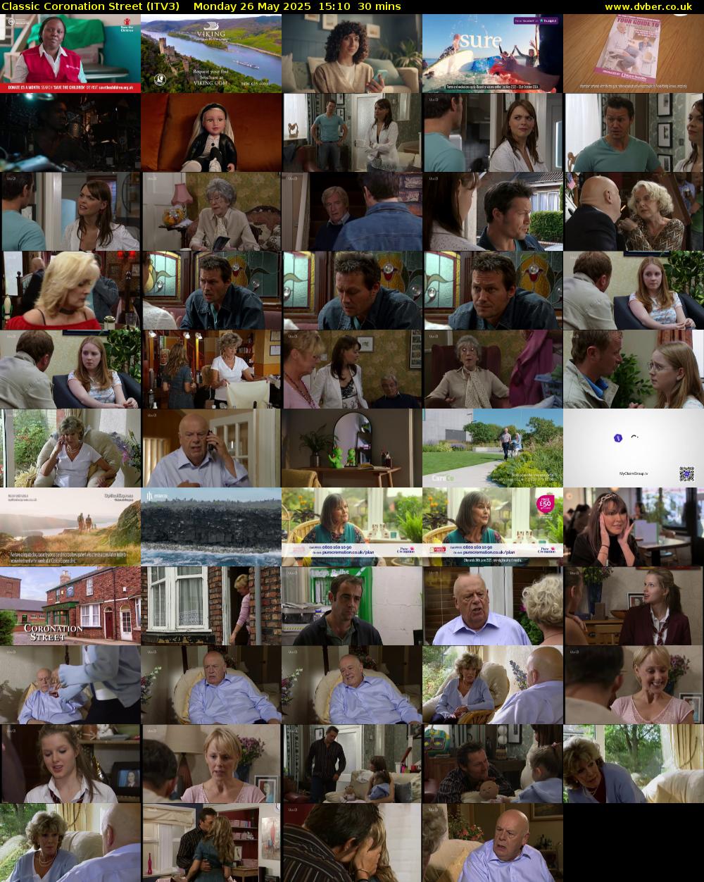 Classic Coronation Street (ITV3) Monday 26 May 2025 15:10 - 15:40