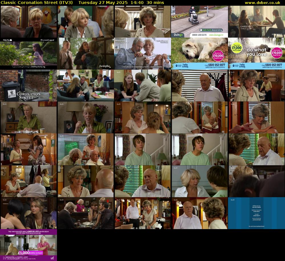 Classic Coronation Street (ITV3) Tuesday 27 May 2025 14:40 - 15:10
