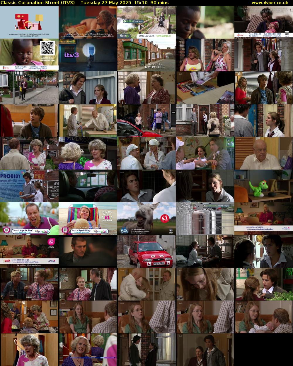 Classic Coronation Street (ITV3) Tuesday 27 May 2025 15:10 - 15:40