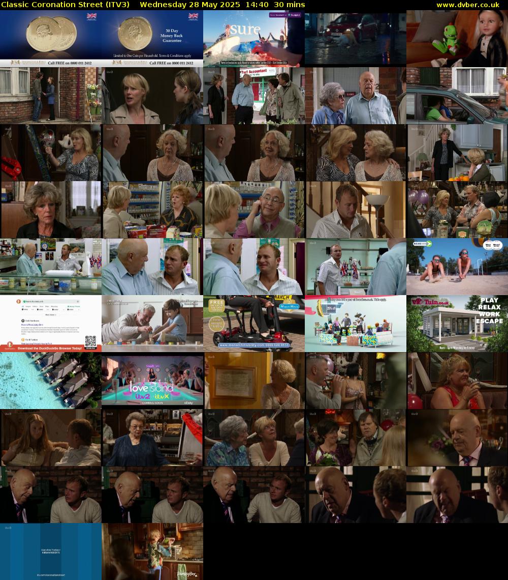 Classic Coronation Street (ITV3) Wednesday 28 May 2025 14:40 - 15:10