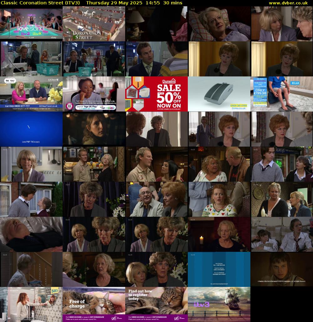 Classic Coronation Street (ITV3) Thursday 29 May 2025 14:55 - 15:25