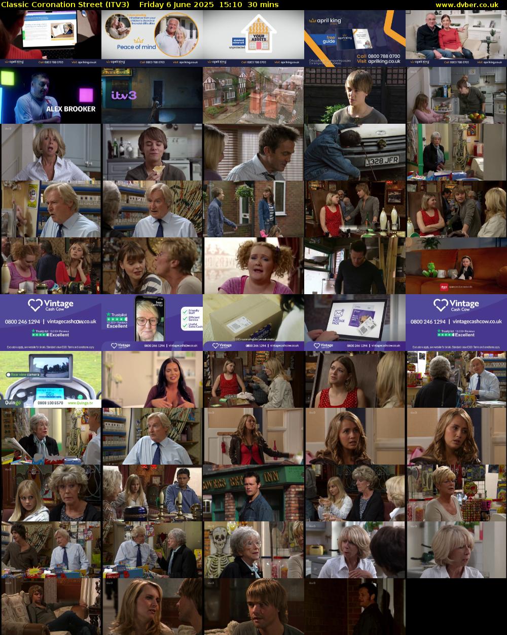 Classic Coronation Street (ITV3) Friday 6 June 2025 15:10 - 15:40