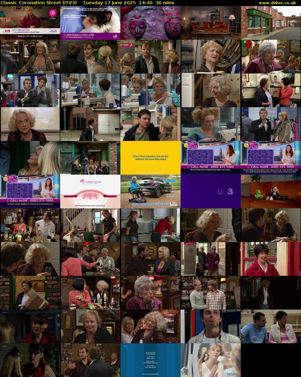 Classic Coronation Street (ITV3) Tuesday 17 June 2025 14:40 - 15:10
