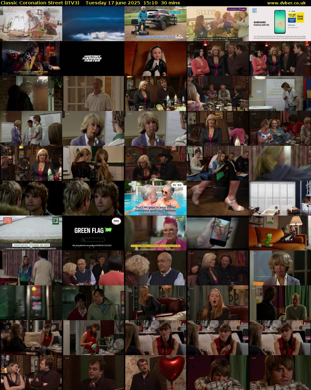 Classic Coronation Street (ITV3) Tuesday 17 June 2025 15:10 - 15:40