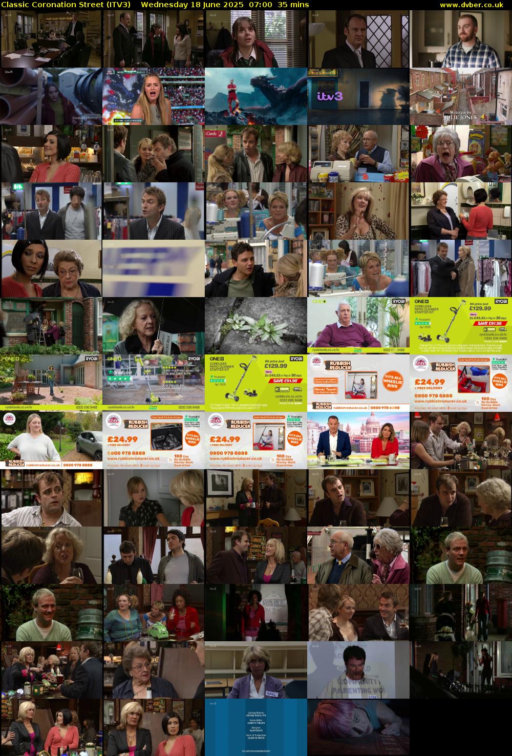 Classic Coronation Street (ITV3) Wednesday 18 June 2025 07:00 - 07:35