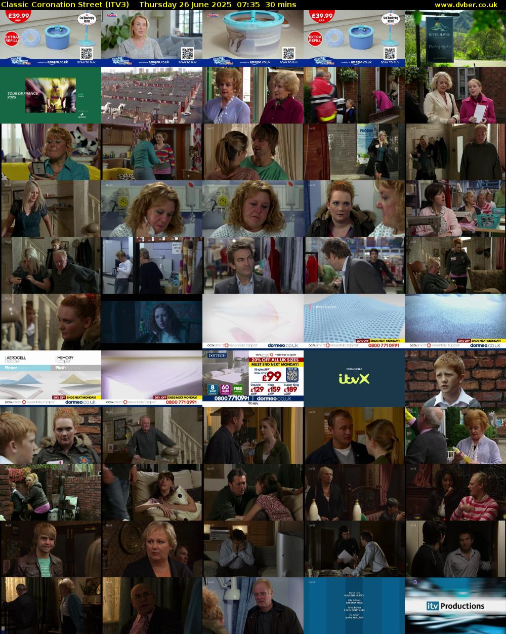 Classic Coronation Street (ITV3) Thursday 26 June 2025 07:35 - 08:05