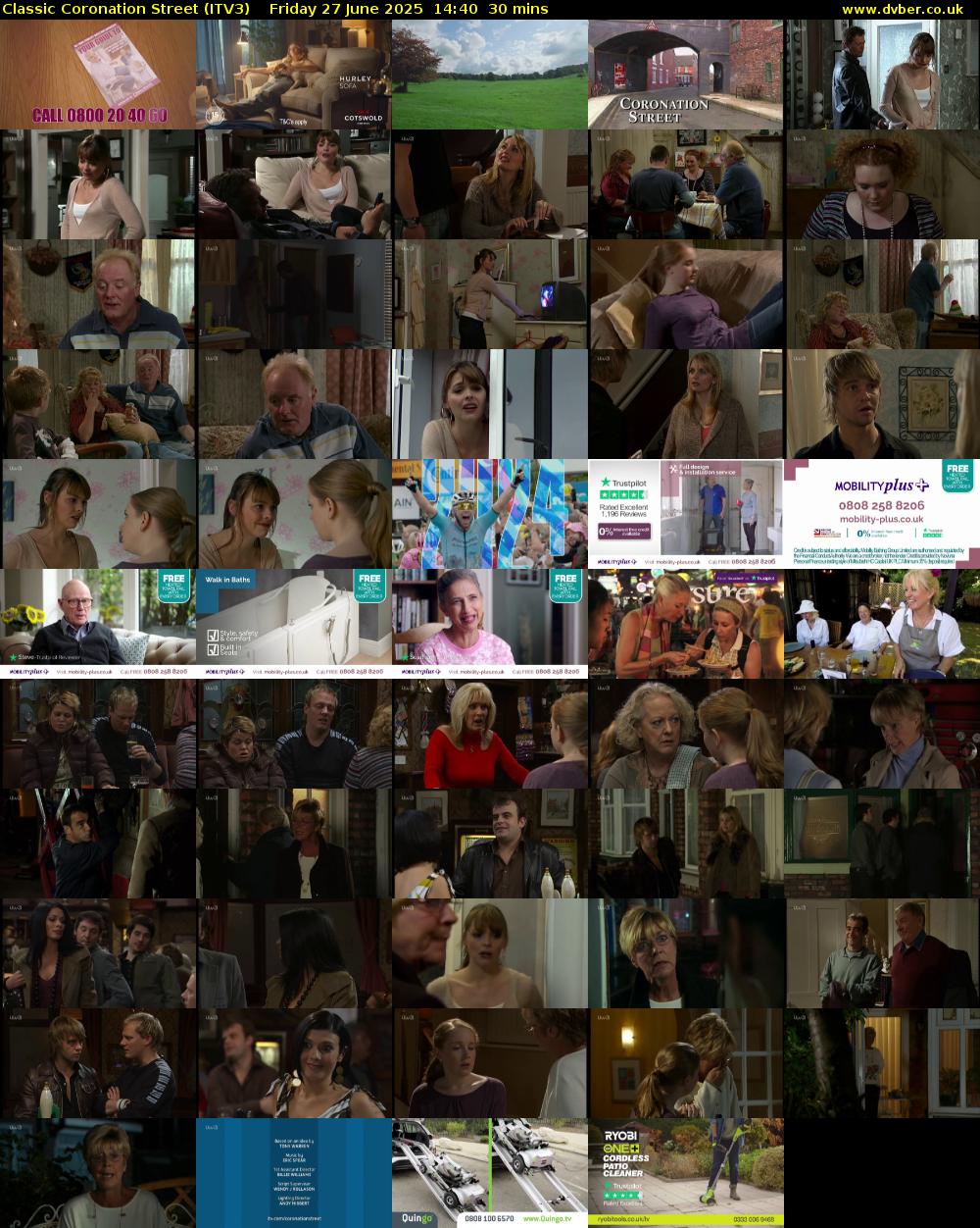 Classic Coronation Street (ITV3) Friday 27 June 2025 14:40 - 15:10