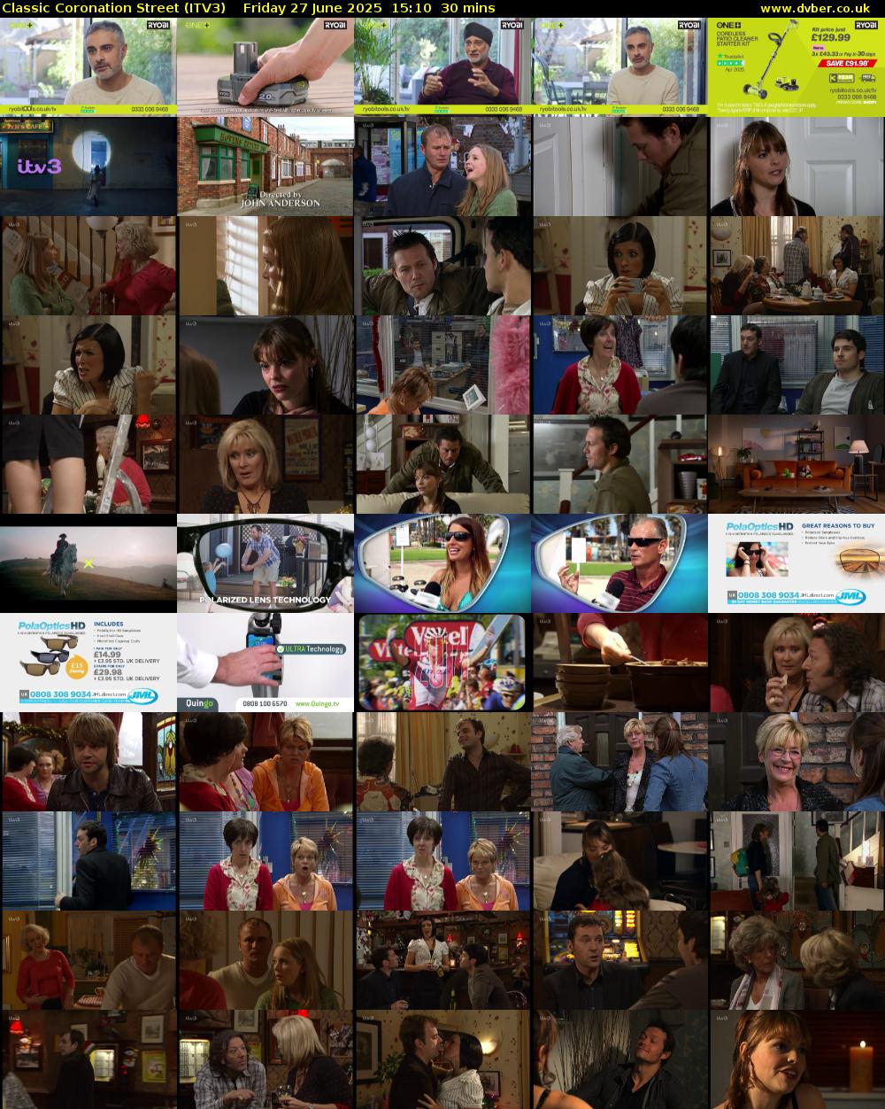 Classic Coronation Street (ITV3) Friday 27 June 2025 15:10 - 15:40