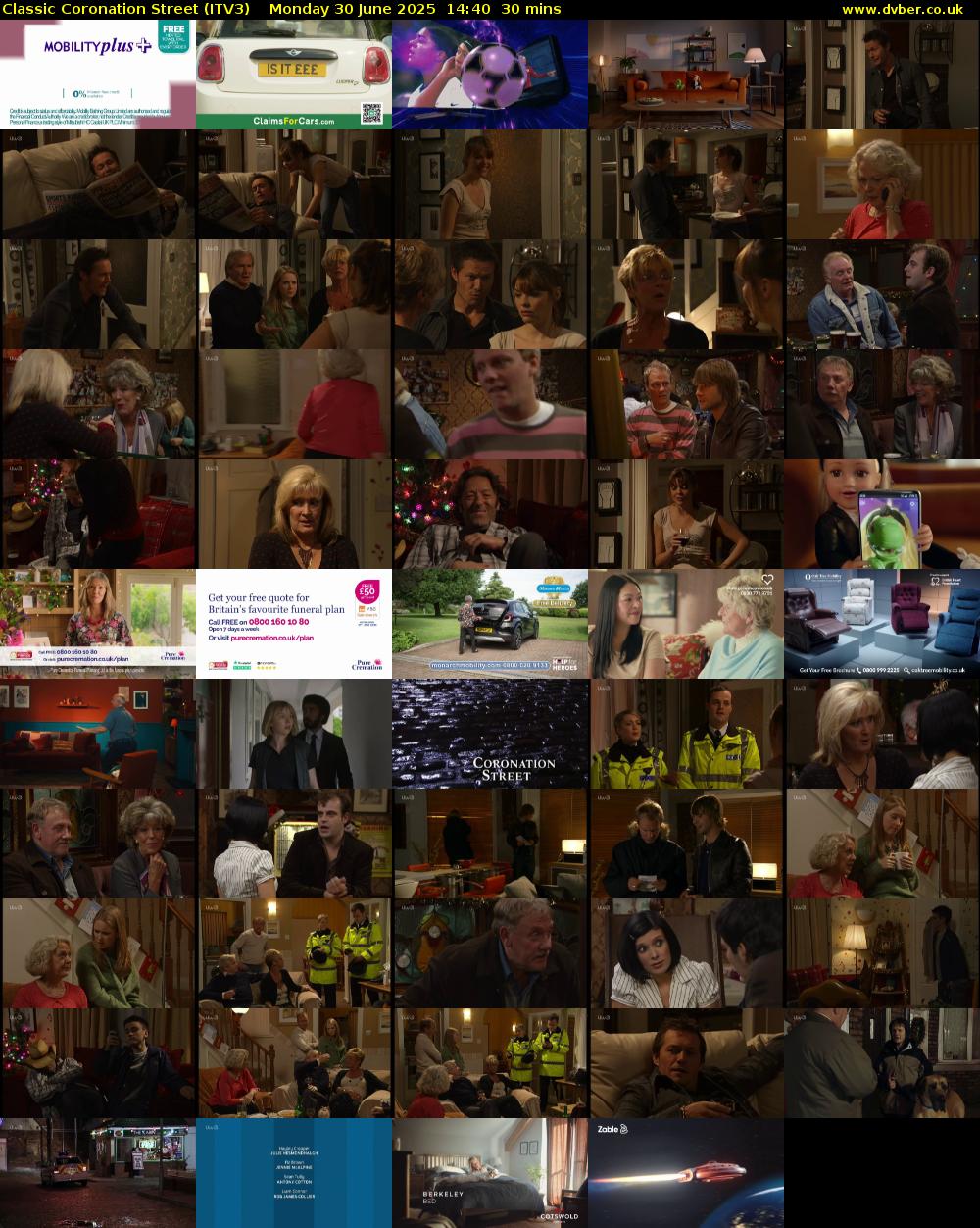 Classic Coronation Street (ITV3) Monday 30 June 2025 14:40 - 15:10