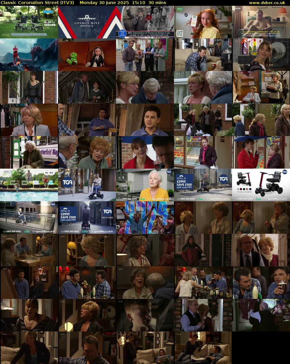 Classic Coronation Street (ITV3) Monday 30 June 2025 15:10 - 15:40