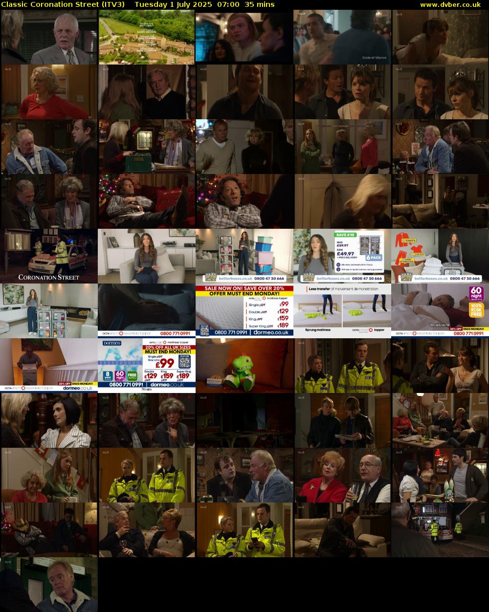 Classic Coronation Street (ITV3) Tuesday 1 July 2025 07:00 - 07:35